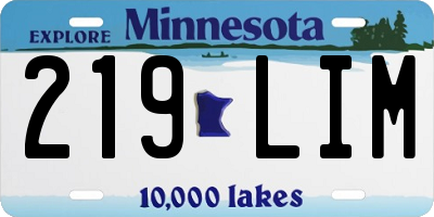 MN license plate 219LIM