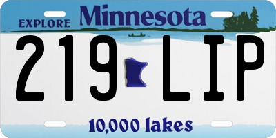 MN license plate 219LIP