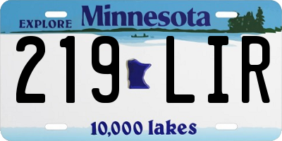 MN license plate 219LIR