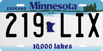 MN license plate 219LIX