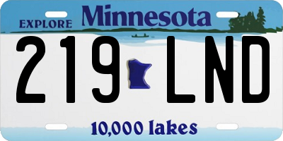 MN license plate 219LND
