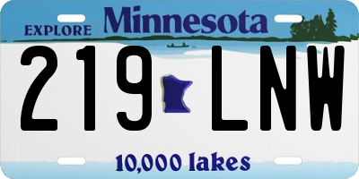 MN license plate 219LNW