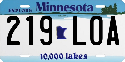 MN license plate 219LOA