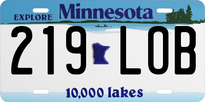 MN license plate 219LOB