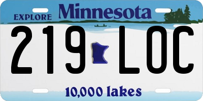 MN license plate 219LOC