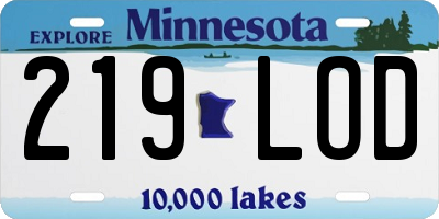 MN license plate 219LOD