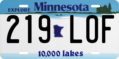 MN license plate 219LOF
