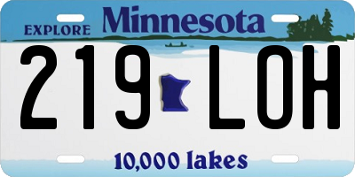 MN license plate 219LOH