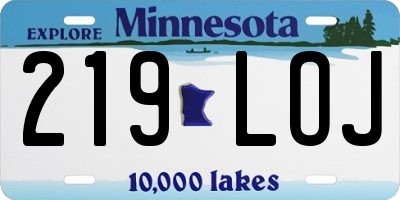 MN license plate 219LOJ
