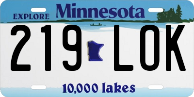 MN license plate 219LOK