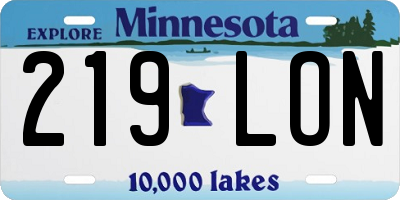MN license plate 219LON