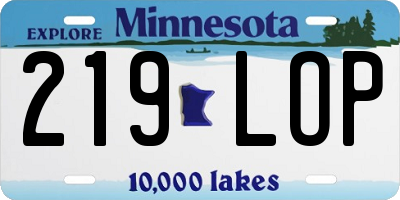 MN license plate 219LOP