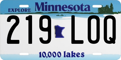 MN license plate 219LOQ