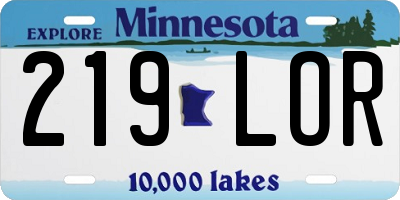 MN license plate 219LOR