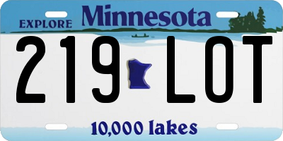 MN license plate 219LOT