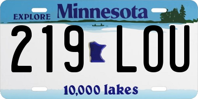 MN license plate 219LOU