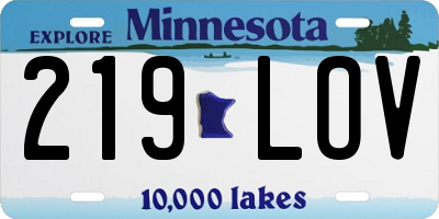 MN license plate 219LOV