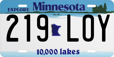 MN license plate 219LOY