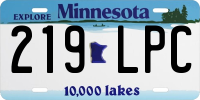 MN license plate 219LPC