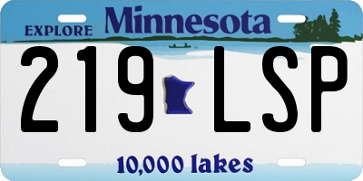 MN license plate 219LSP