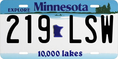 MN license plate 219LSW