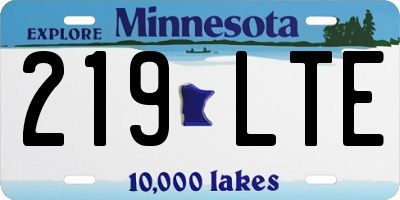 MN license plate 219LTE
