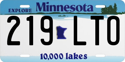 MN license plate 219LTO