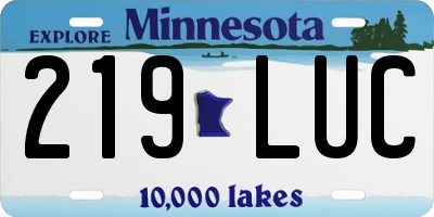 MN license plate 219LUC