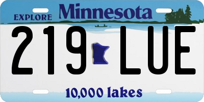MN license plate 219LUE