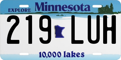 MN license plate 219LUH