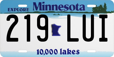 MN license plate 219LUI