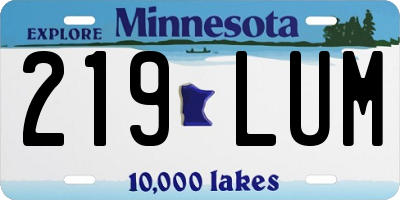 MN license plate 219LUM
