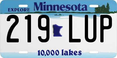MN license plate 219LUP
