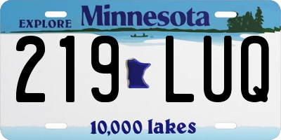 MN license plate 219LUQ