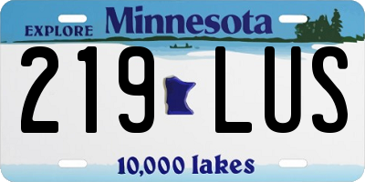 MN license plate 219LUS