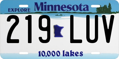 MN license plate 219LUV