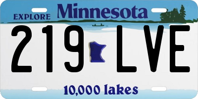 MN license plate 219LVE