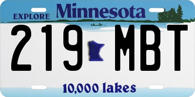 MN license plate 219MBT