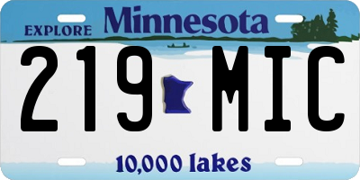 MN license plate 219MIC
