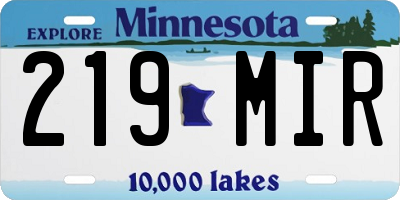 MN license plate 219MIR