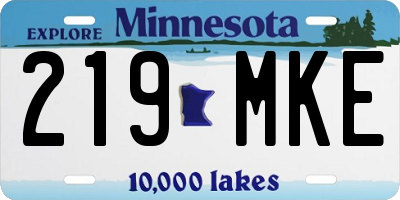 MN license plate 219MKE