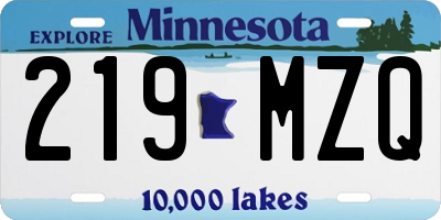 MN license plate 219MZQ