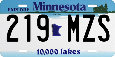 MN license plate 219MZS