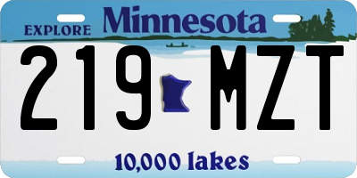 MN license plate 219MZT