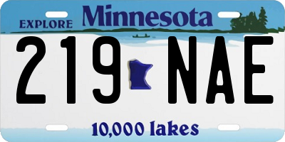 MN license plate 219NAE