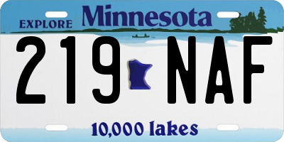 MN license plate 219NAF