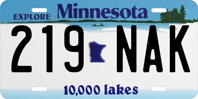 MN license plate 219NAK