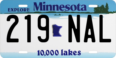 MN license plate 219NAL