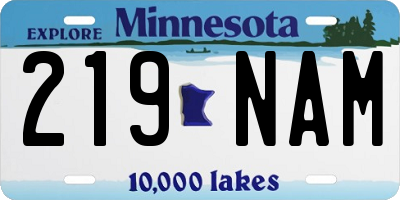 MN license plate 219NAM