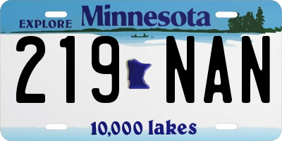 MN license plate 219NAN